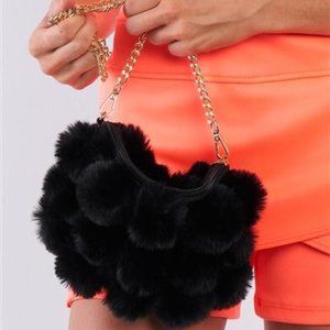 Mackenzie Fur Crossbody Purse - Blk